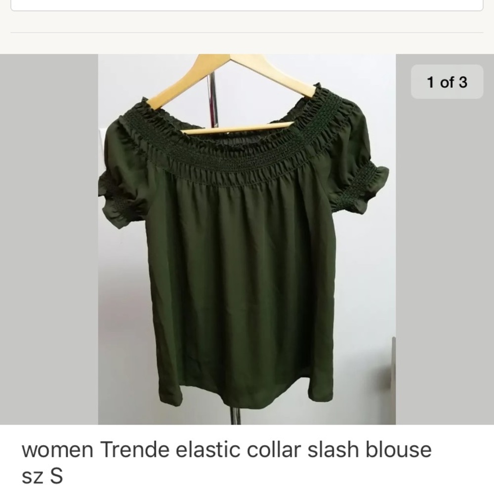 New women Trende elastic collar slash blouse sz S